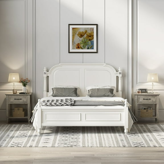 Vintage Nightstands, Farmhouse Style Bedside Table, Retro Bedside Table, Nightstands with Drawers and Storage Shelves, Nightstand fit for Bedroom, Living Room, Bathroom, Simple Bedside Table