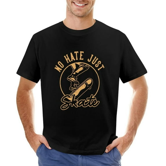 Vintage No Hate Just Skate Men’s Graphic T-shirt Vintage Short Sleeve Sport Tee Black M