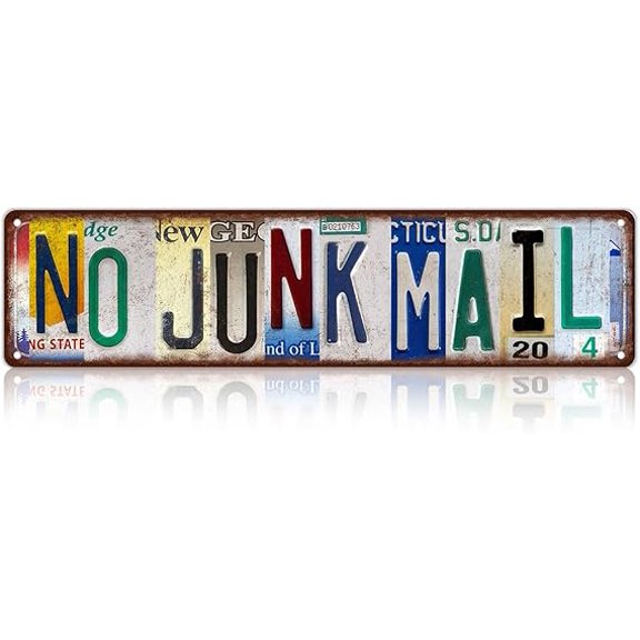 Vintage No Junk Mail Metal Tin Signs Street Signs Man Cave Bar Cafe Home Wall Decor 16 x 4 Inches