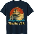 thumbnail image 1 of Vintage Noah's Ark Tugboat Graphic on Black T-Shirt Whimsical Design, 1 of 5