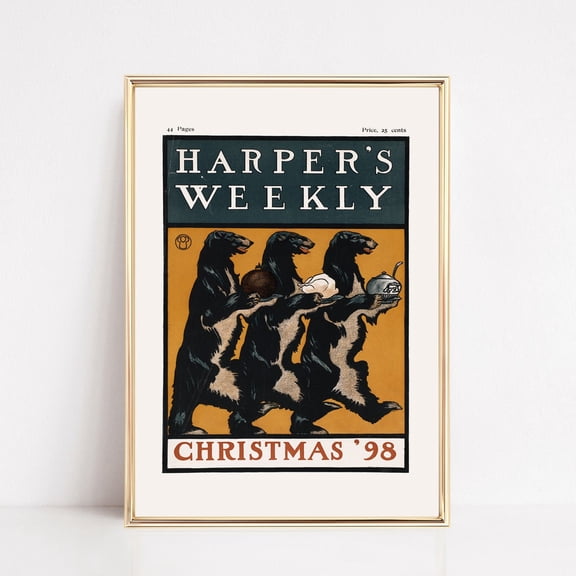 Vintage Noel Print, Kitschy Noel Art, Funny Festive Decor, Vintage Bear, Retro Noel Decor, Art UNFRAMED PAPER POSTER, Home Decor, Vintage Gift, Living Room Dercor