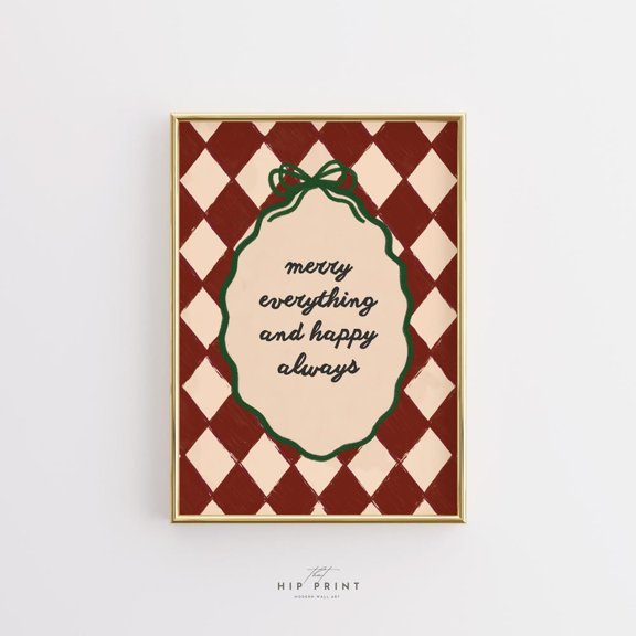 Vintage Noel Quote Wall Art, Retro Festive Print With Argyle Pattern, Cozy Festive Decor, Classic Merry Noel Poster For Home UNFRAMED PAPER POSTER, Home Decor, Vintage Gift, Living Room Dercor