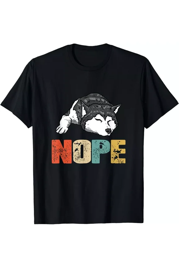 Vintage Nope Funny Siberian Husky Dog Lover Gift Unisex T-Shirt