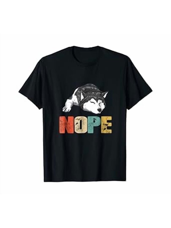 Vintage Nope Funny Siberian Husky Dog Lover T-Shirt
