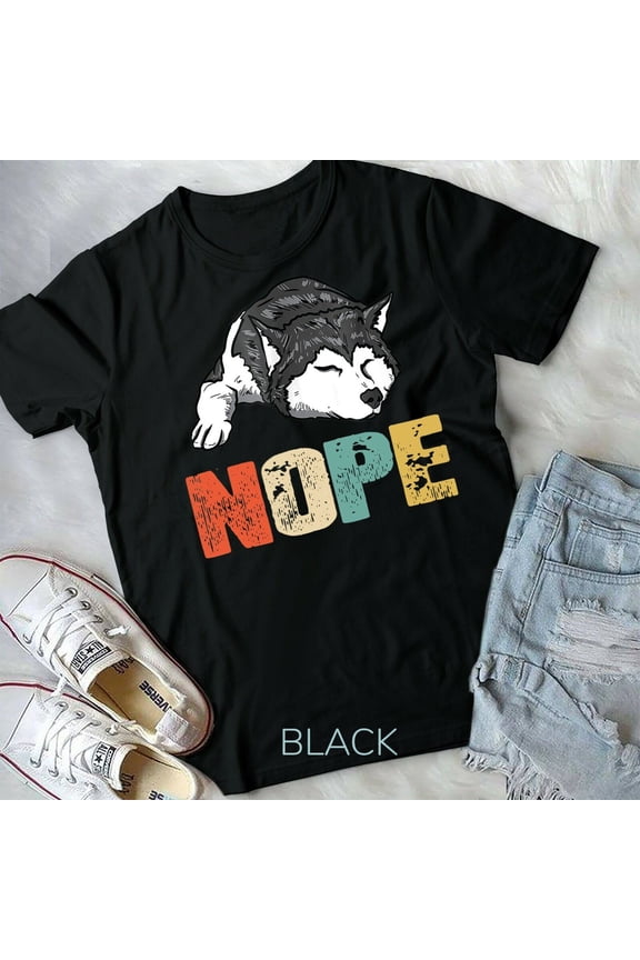 Vintage Nope Funny Siberian Husky Dog Lover Unisex Form T-shirt