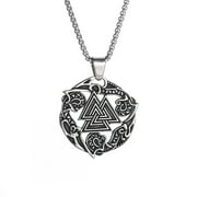 Vintage Norse Viking Runes Necklace, Corsair Runic Elder Futhark Ring Circle Talisman Pendant Leather Chain, Viking Gift Jewelry For Men Women