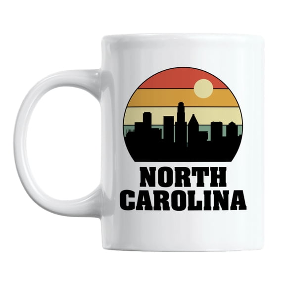 Vintage North Carolina State Skyline White Ceramic Coffee & Tea Mug (11oz)