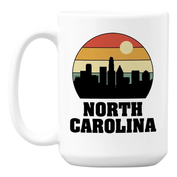 Vintage North Carolina State Skyline White Ceramic Coffee & Tea Mug (15oz)