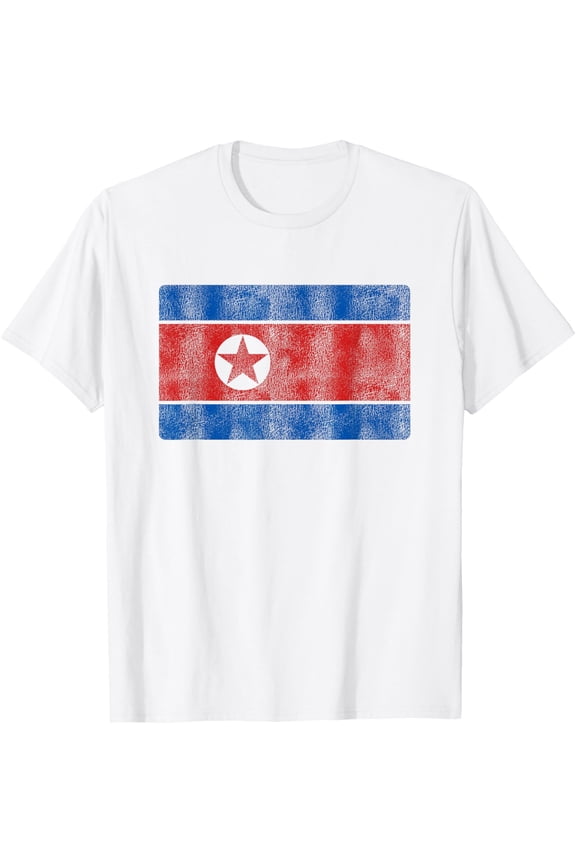 Vintage North Korean Flag Of North Korea Men Women Kids T-ShirtMen and women, White T-shirt, size: Extra large
