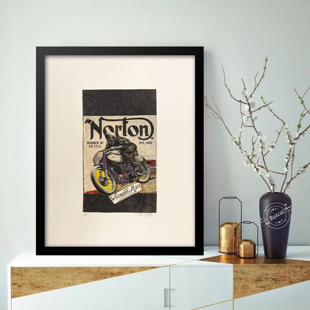 Vintage Norton Motorcycles 14" x 18" Framed Print