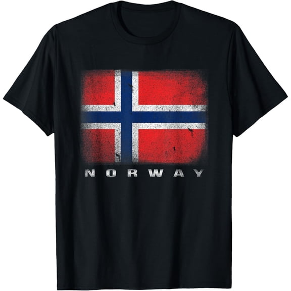 Vintage Norwegian Flag T-shirt Norway Gift Norge PrideMen and women, White Black T-shirt, size: Extra large S-2064XL