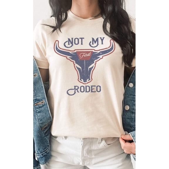 Vintage Not My First Rodeo Western Graphic Tee T-Shirt