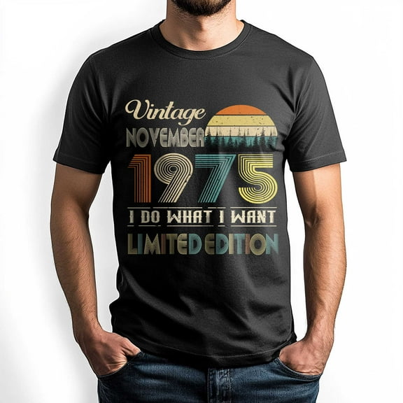 Vintage November 1975 T-Shirt - Retro Style Birthday Tee for Men - Meaningful Birthday Gift for November Born