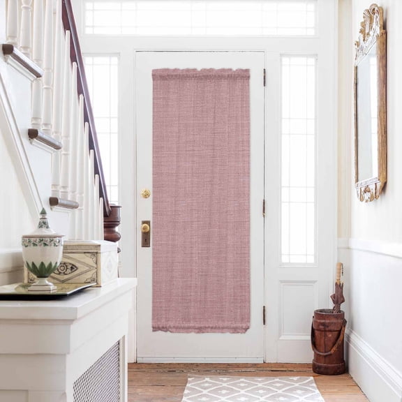 Vintage Nude Pink Door Curtains for Door Window, French Sidelight Front Back Door Curtains With Tieback, Farmhouse Retro Solid Color Linen Texture Kitchen Rod Pocket Drapes Panel, 25"x72"