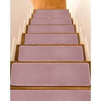 Vintage Nude Pink Non-Slip Stair Treads for Wooden Steps, 7 Pack-8x30in Carpet Stair Mats with Adhesive Backing, Noise-Reducing Step Covers for Indoor Stairs, Easy to Install & Residue-Free