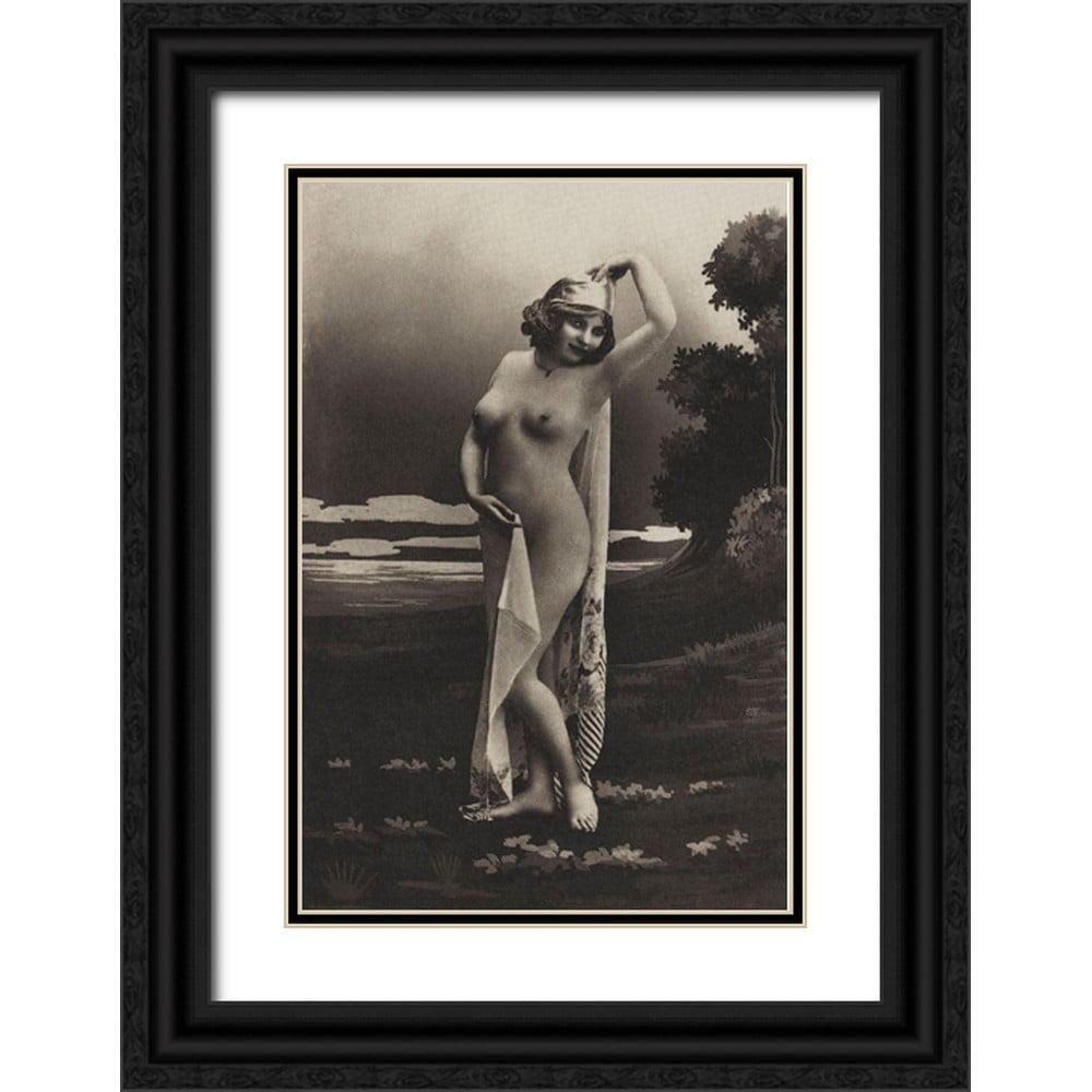 Vintage Nudes 23x32 Black Ornate Wood Framed with Double Matting Museum Art  Print Titled - Mirage in an Oriental Garden