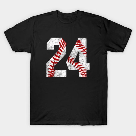 Vintage Number Twenty Four Baseball Laces Jersey Favorite Player Unisex T-Shirt, up to size 3XL.