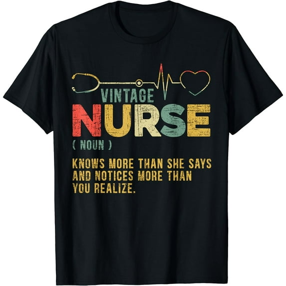 Women Vintage Nurse Definition Hospital Medical Registered Nursing T-Shirt Black X-Large
