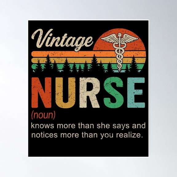 Vintage Nurse Definition Retro Medical Quote Poster Wall Art, Modern Wall Decor, 8x12 UNFRAMED