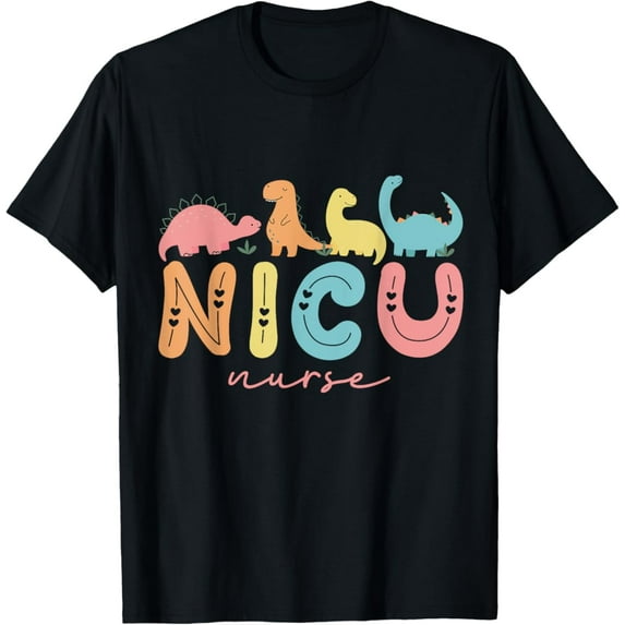 Vintage Nurse'S Day Colorful Cute Dinosaurs Nicu Nurse Apparel T-Shirt Size S-5Xl Best Birthday Gifts