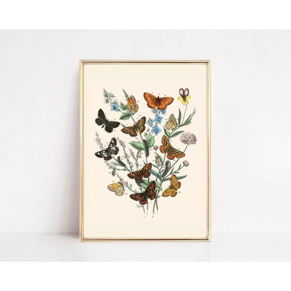 Vintage Nursery Wall Art Butterfly Print Botanical Decor Girls Nursery Decor