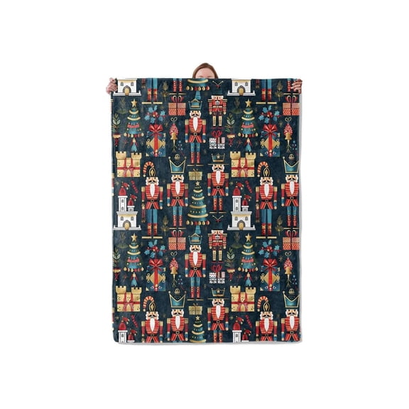 Vintage Nutcracker Christmas Flannel Blanket, Soft Warm Fleece Throw for Women Adults, Cozy Fuzzy Blanket for Bedroom Couch Sofa Office Decor
