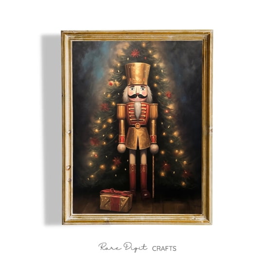 Vintage Nutcracker Christmas Print: Moody Holiday Wall Art, Unframed Poster Size 24x36