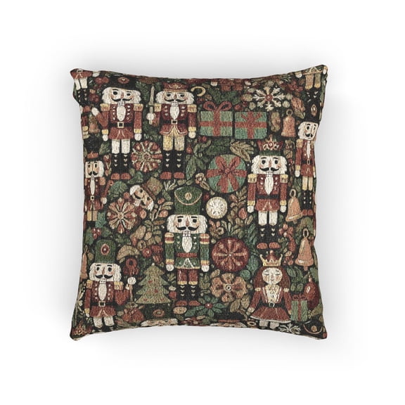 Vintage Nutcracker Soldiers and Double-Sided Woven Throw Pillow, 17 x 18 in