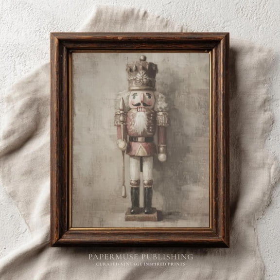 Vintage Nutcracker Wall Art, Rustic Christmas Decor, Classic Holiday Old World Christmas Print, Farmhouse Winter Artwork, #195, Unframed Poster Size 16x24