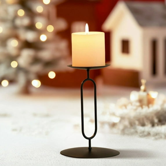 Vintage O-Shaped Iron Candle Holder - Valentine's Day Christmas Elegant Ring Candlestick for Romantic Table Decoration, Decorative Candle Stand with Ambient Lighting for Restaurant and Home Dining