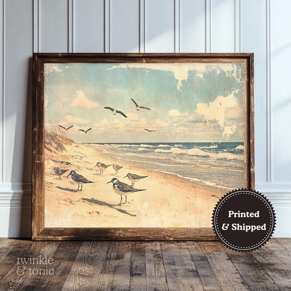 Vintage Ocean Art Print Coastal Cottage Wall Dã©Cor Rustic Beach Poster Muted Summer Landscape Display UNFRAMED Poster, Wall Art for Decor, Present, 8x12