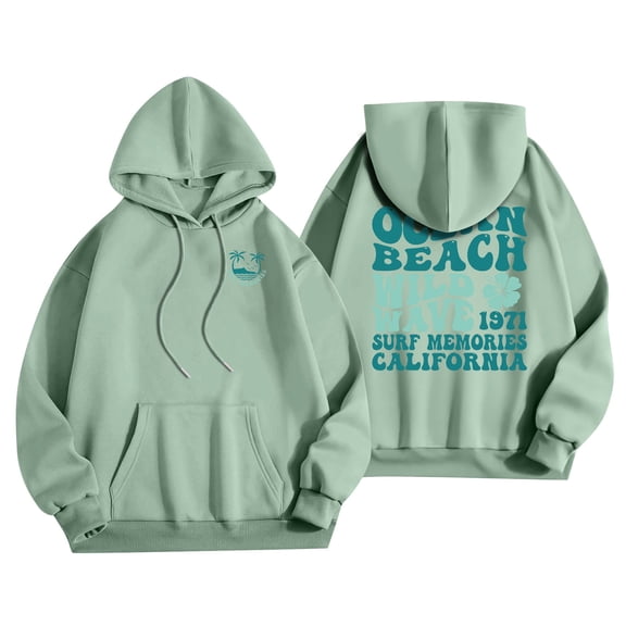 Vintage Ocean Beach California Hoodie, Surf Memories 1971, Retro Graphic Pullover Sweatshirt