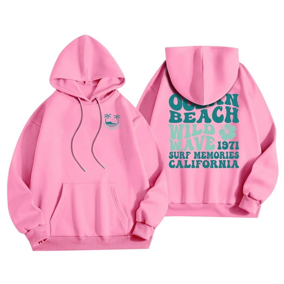 Vintage Ocean Beach California Hoodie, Surf Memories 1971, Retro Graphic Pullover Sweatshirt