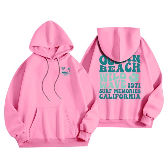 Vintage Ocean Beach California Hoodie, Surf Memories 1971, Retro Graphic Pullover Sweatshirt