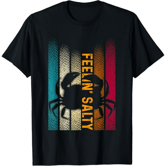 Vintage Ocean Feelin Salty Maryland Crab Sunset Graphic T-Shirt