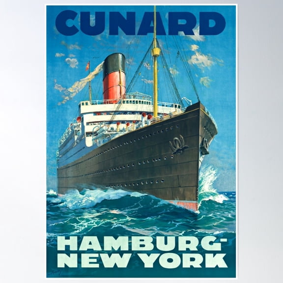 Vintage Ocean Liner Travel Poster Poster Wall Art, Modern Wall Decor, 8x12 UNFRAMED