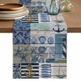 thumbnail image 1 of Vintage Ocean Table Runner 72 Inches, Nautical Anchor Sailboat Marine Life Watercolor Bed Runner Dresser Scarves Tabletop for Indoor Outdoor Parties/Ceremony/Banquet, 14" x 72", 1 of 9