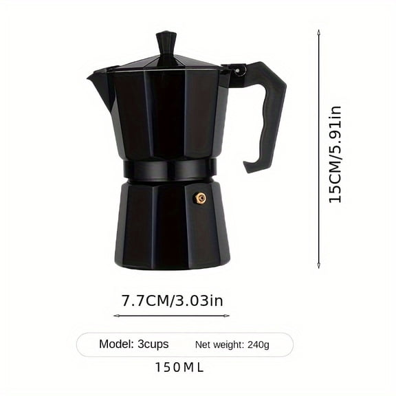 Vintage Octagonal Moka Coffee Maker - 3/6/9 Cups, Gas & Ceramic Cooktop Compatible, Classic Mocha Pot for Home Commercial Cafe Use