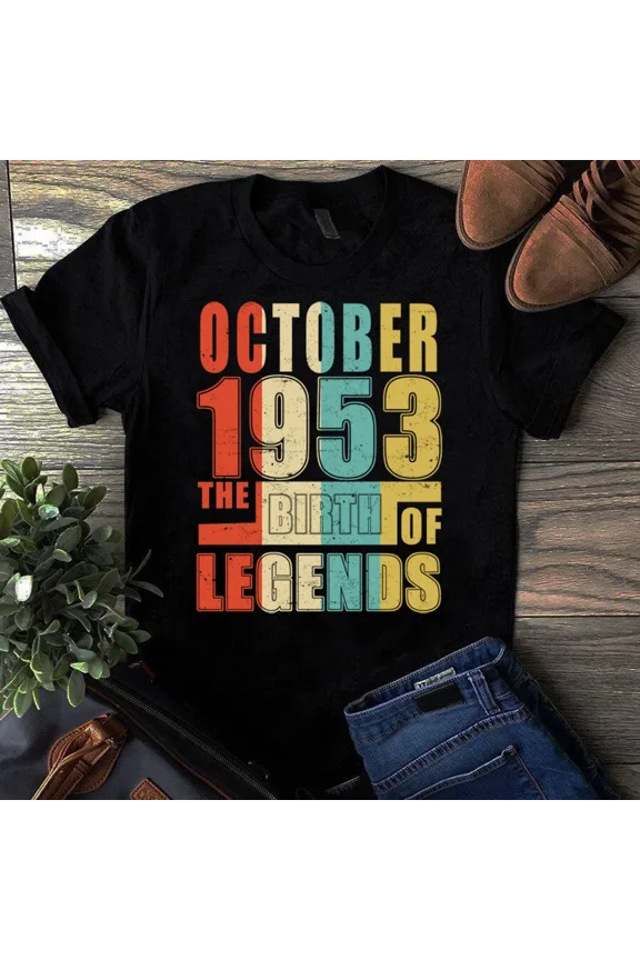 Vintage October 1953 Birth Of Legends Classic 71st Birthday Unisex T-Shirt, up to 5XL
