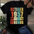 thumbnail image 1 of Vintage October 1957 Birth Of Legends Classic 67th Birthday Unisex T-Shirt, up to 5XL, 1 of 2