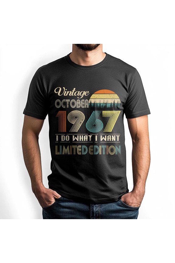 Vintage October 1967 T-Shirt - Retro Style Birthday Tee for Men - Meaningful Birthday Gift for October Born