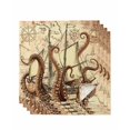 thumbnail image 1 of Vintage Octopus Cloth Napkins Washable Set of 4, Beige Nautical Coastal Retro Reusable Dinner Table Napkins Cloth Bulk for Weddings Kitchen Restaurants Hotel Events Parties 20 x 20 Inch, 1 of 9