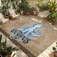 thumbnail image 1 of Vintage Octopus Outdoor Rug for Patio/Deck/Porch, Non-Slip Large Area Rug 5 x 8 Ft, Brown Nautical Anchor Bubbles Coastal Indoor Outdoor Rugs Washable Area Rugs, Reversible Camping Rug Carpet Runner, 1 of 8