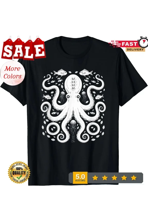 Vintage Octopus Retro Graphic Octopuses Design Unisex T-Shirt