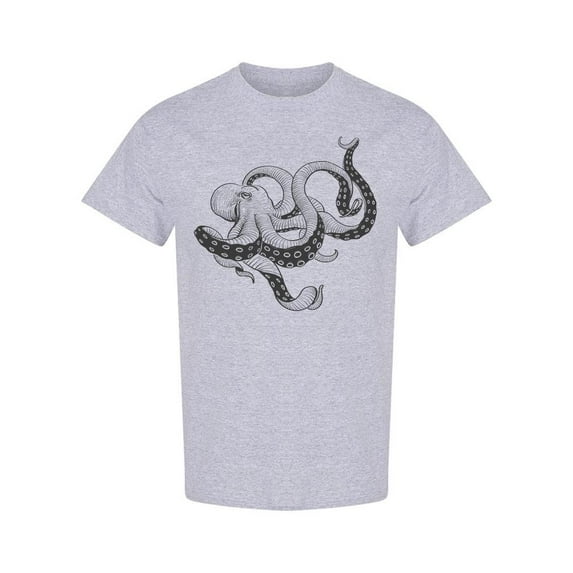 Vintage Octopus Sketch Design T-Shirt Men -Image by Shutterstock, Male 3X-Large