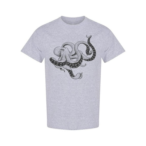 Vintage Octopus Sketch Design T-Shirt Men -Image by Shutterstock, Male 3X-Large