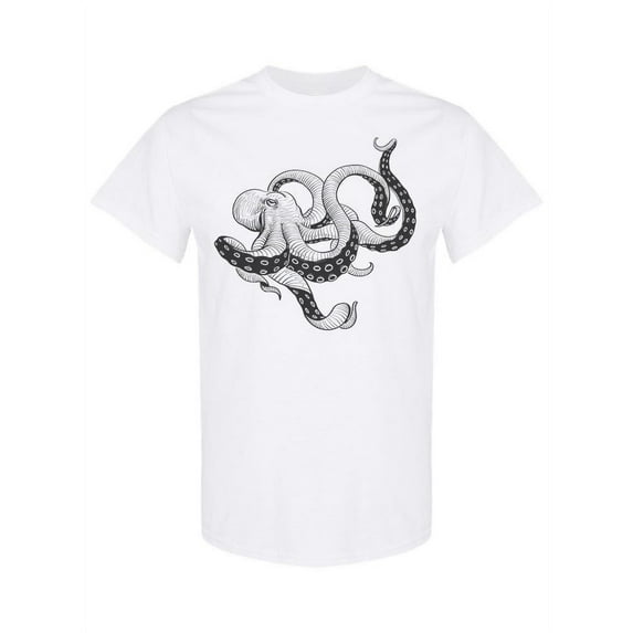 Vintage Octopus Sketch Design T-Shirt Men -Image by Shutterstock, Male x-Large
