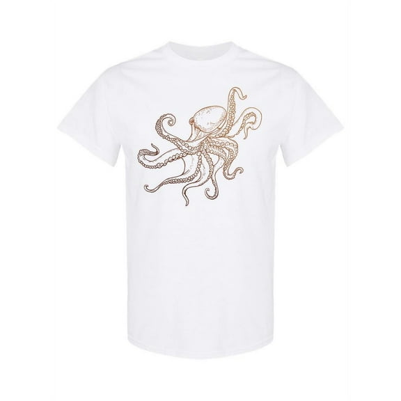 Vintage Octopus Sketch Graphic T-Shirt Men -Image by Shutterstock, Male Large