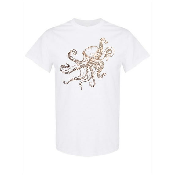 Vintage Octopus Sketch Graphic T-Shirt Men -Image by Shutterstock, Male Medium