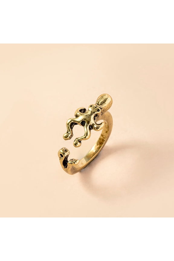 Vintage Octopus Squid Ring: Adjustable Zinc Alloy Animal Ring for Women and Men, Classic Fashion Jewelry